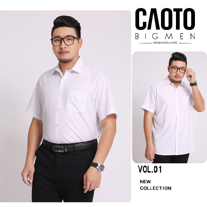 Áo Sơ Mi Trắng Nam Tay Ngắn Big Size 60-150kg