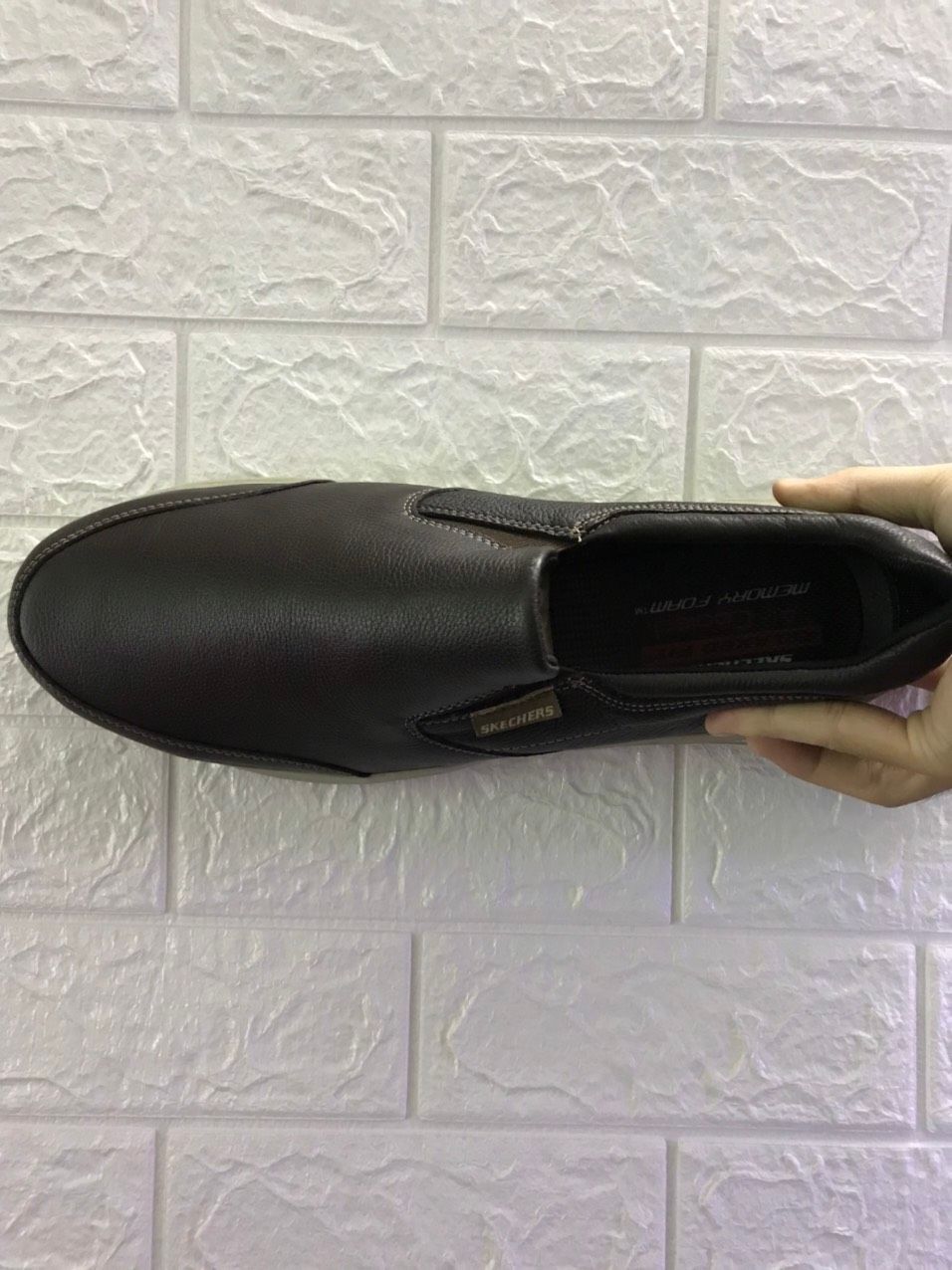 Giày lười Skecher Da Nâu Big Size