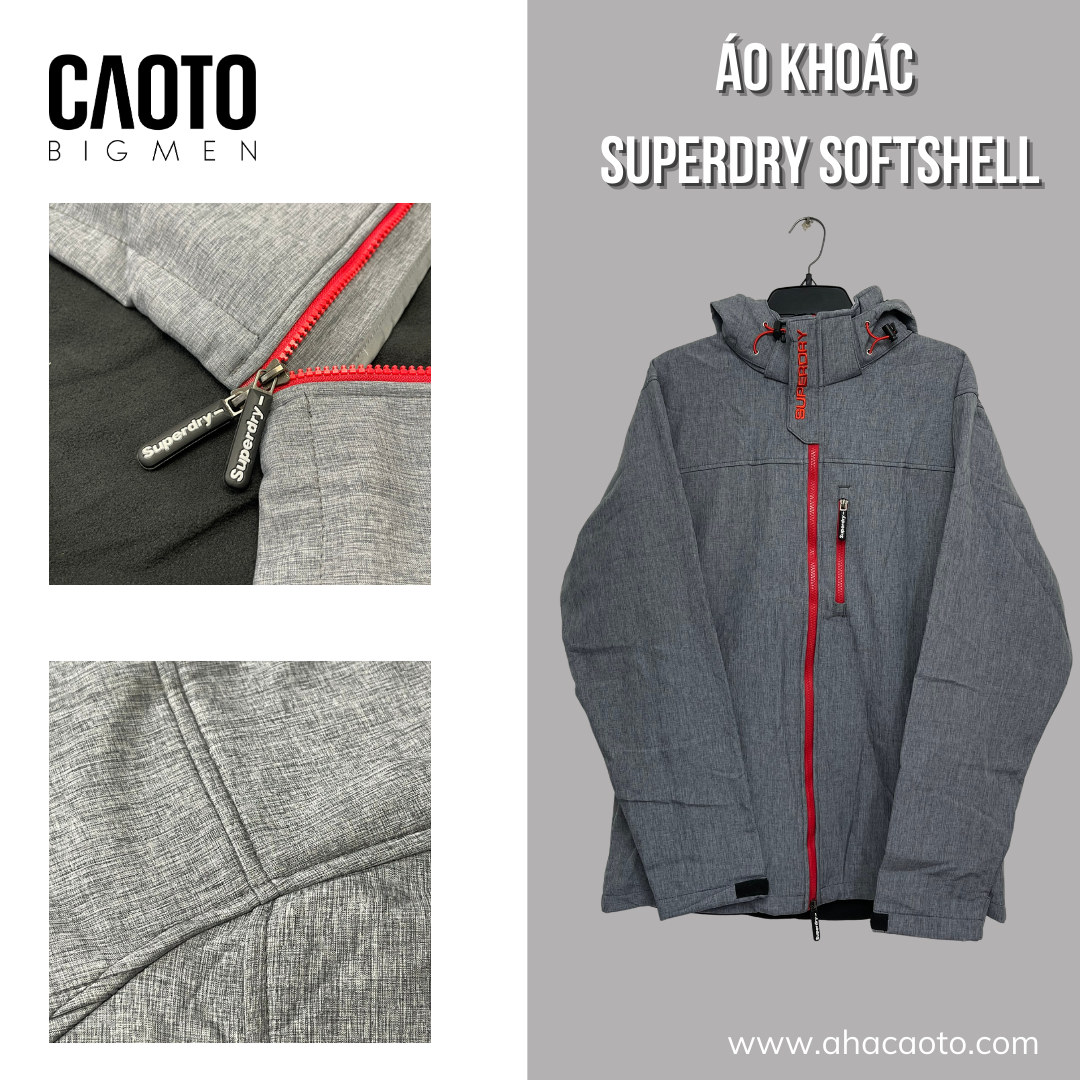  Áo Khoác SuperDry Windtrekker Xám Size Lớn XXXL 