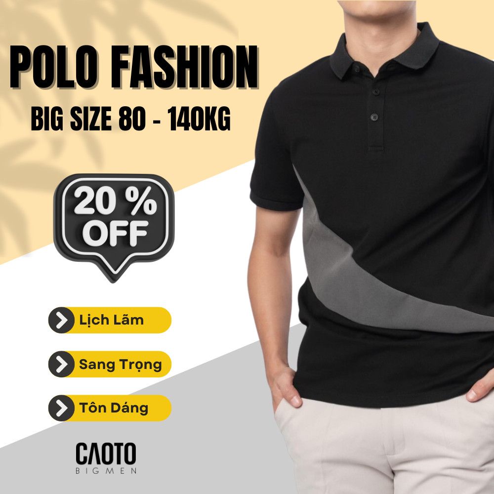 Áo Polo Thời Trang Sang Trọng Màu Đen Big Size 80-140KG