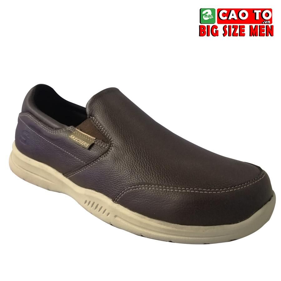 Giày lười Skecher Nâu đế Kem Big Size