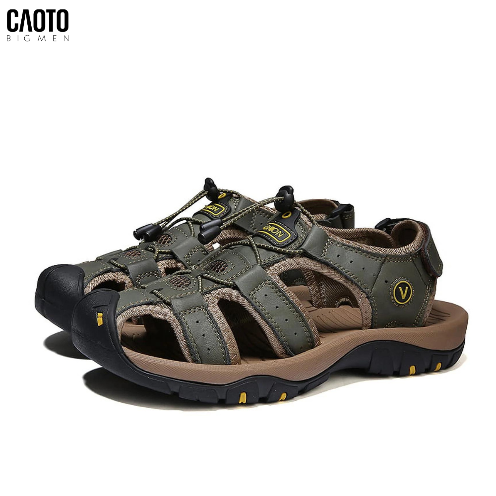 Giày Sandals Summer Plus Size Men's Beach Shoes Closed - Màu Nâu Big Size