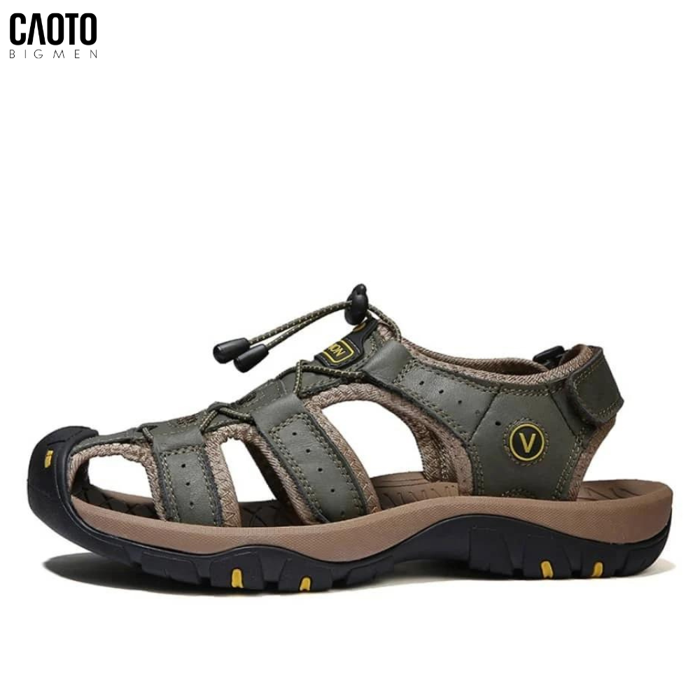 Giày Sandals Summer Plus Size Men's Beach Shoes Closed - Màu Nâu Big Size