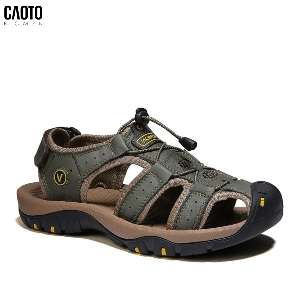 Giày Sandals Summer Plus Size Men's Beach Shoes Closed - Màu Nâu Big Size