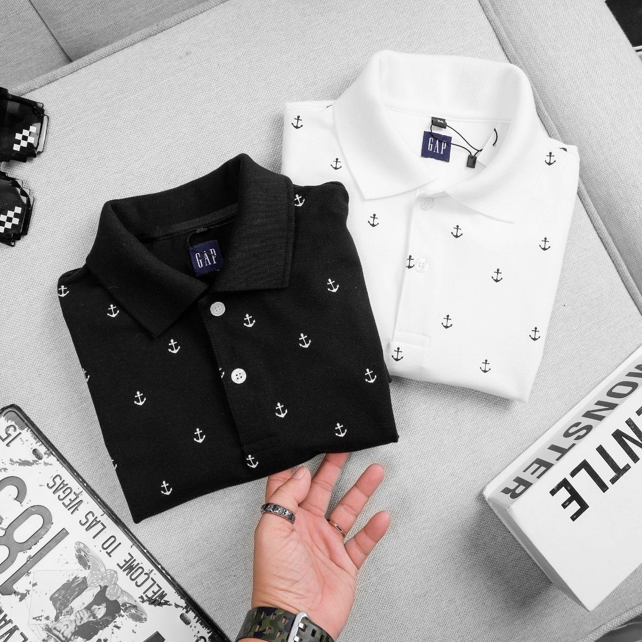 Áo Polo Đen Họa Tiết Mini Big Size Men