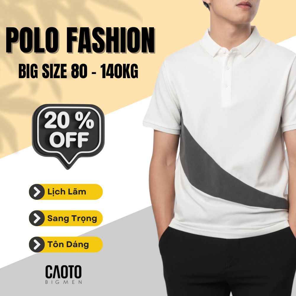 Áo Polo Thời Trang Sang Trọng Màu Trắng Big Size 80-140KG