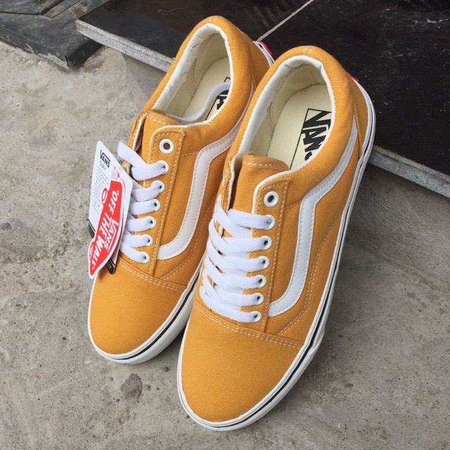 Giày Sneaker Vans Big Size Old Skool Vàng Viền Trắng