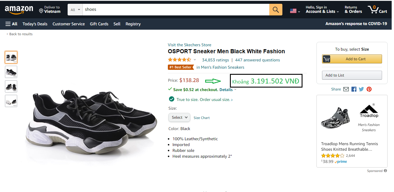 Giày OSport 3.0 Sneaker Men Black White Fashion