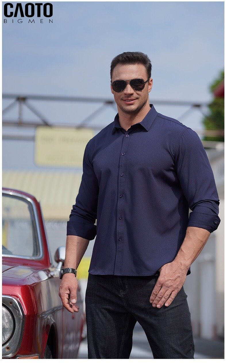 Áo Sơ Mi Tay Dài Big Size Nam Xanh Đen 2XL 3XL 4XL 5XL