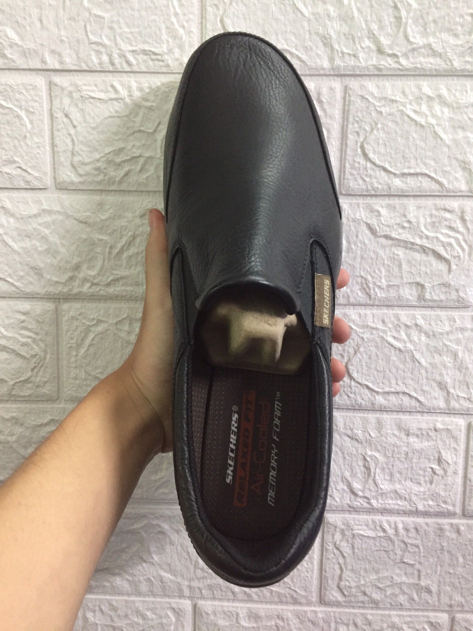 Giày lười Skecher Đen Đế Xám Sọc Big Size