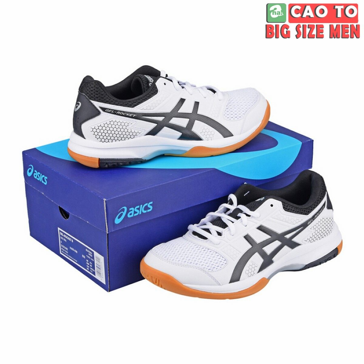 Giày tennis Asics Gel Rocket 8 White Bigsize