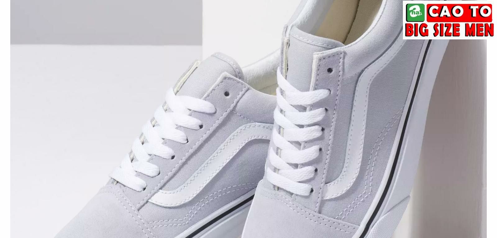Giày Sneaker Vans Big Size Old Skool Xám Viền Trắng
