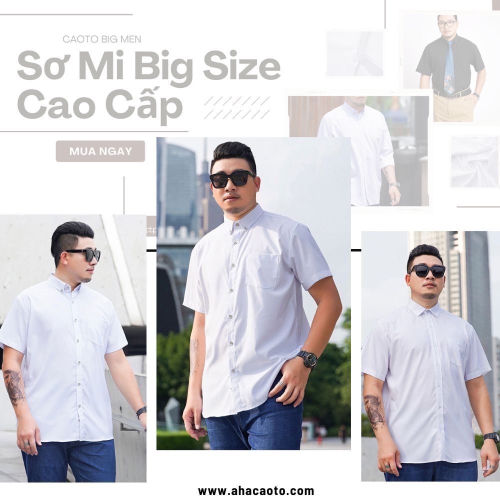 Áo Sơ Mi Trắng Nam Tay Ngắn Big Size 60-150kg