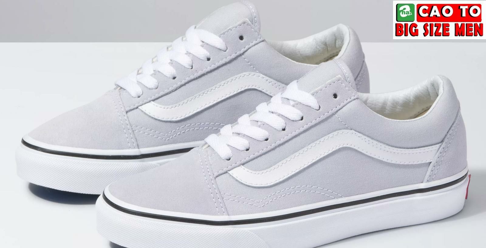Giày Sneaker Vans Big Size Old Skool Xám Viền Trắng