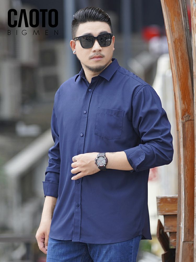 Áo Sơ Mi Nam Xanh Đậm Size Lớn 2XL 3XL 4XL 5XL 6XL