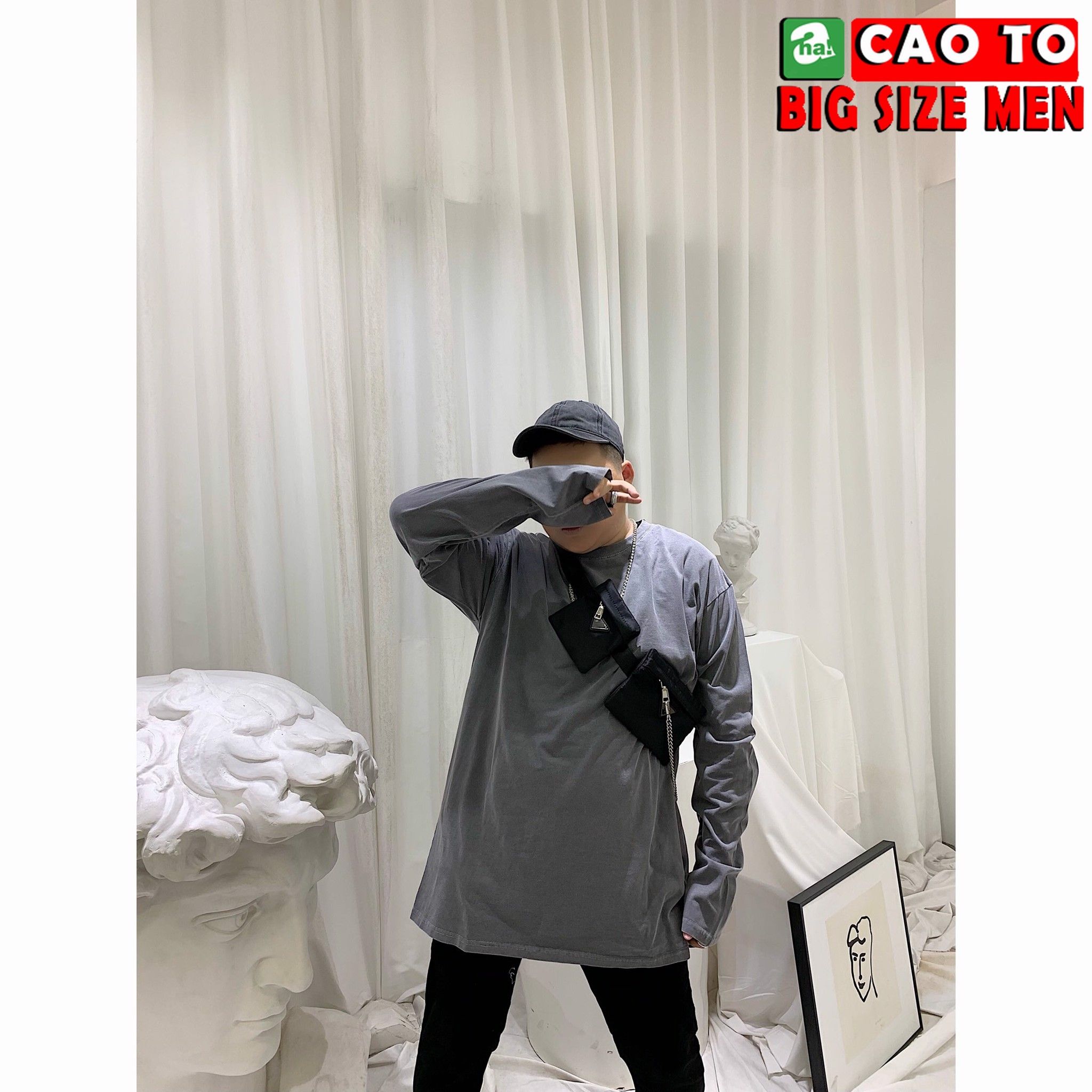 Áo Thun Tay Dài Xám Trơn Big Size Men Chính Hãng Chất Lượng Cao