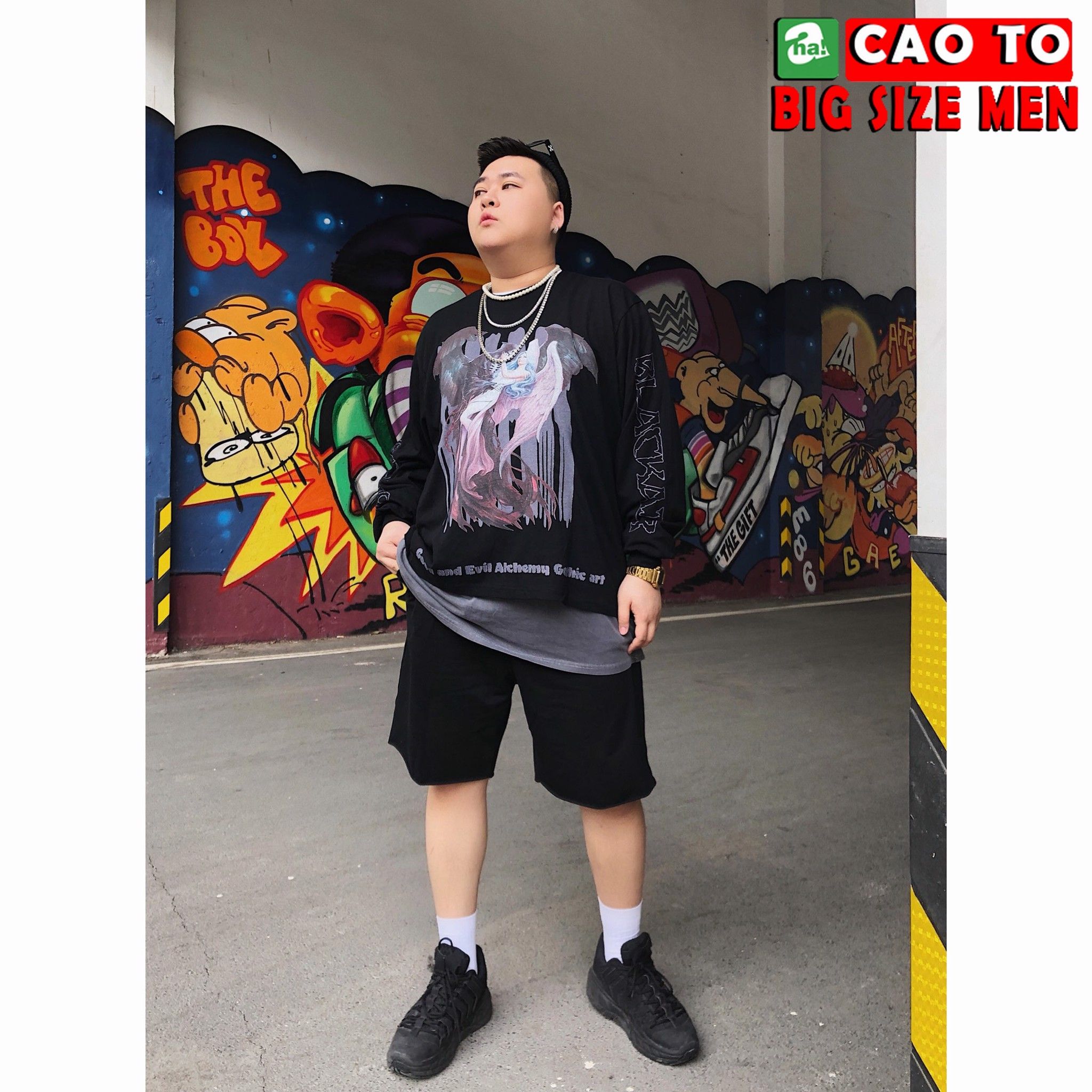 Áo Thun Tay Dài Đen Cool Cực Ngầu Big Size Men Chính Hãng Chất Lượng Cao