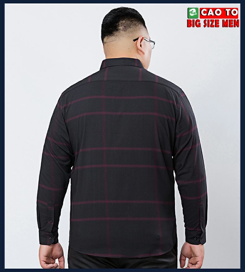 Áo Sơ Mi Caro Đen Cao Cấp Big Size 2XL 3XL 4XL 5XL 6XL 7XL
