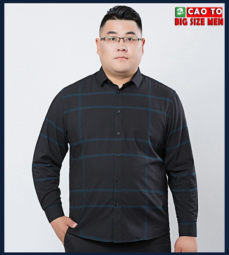 Áo Sơ Mi Caro Đen Cao Cấp Big Size 2XL 3XL 4XL 5XL 6XL 7XL