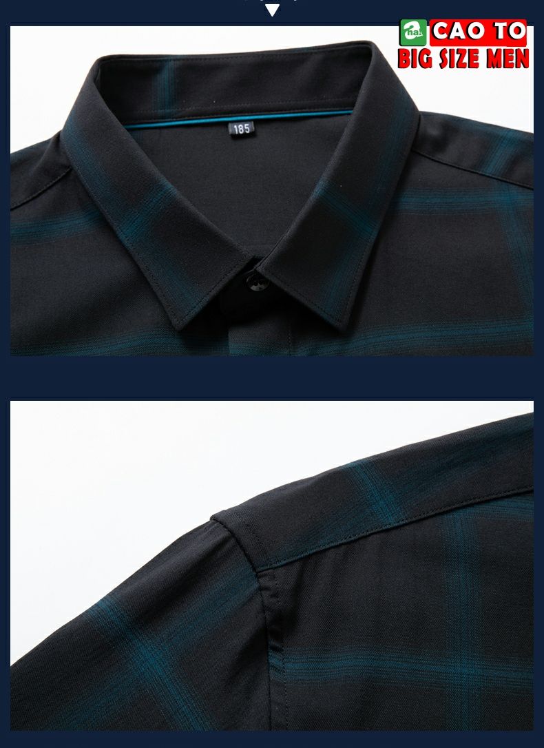 Áo Sơ Mi Caro Đen Cao Cấp Big Size 2XL 3XL 4XL 5XL 6XL 7XL