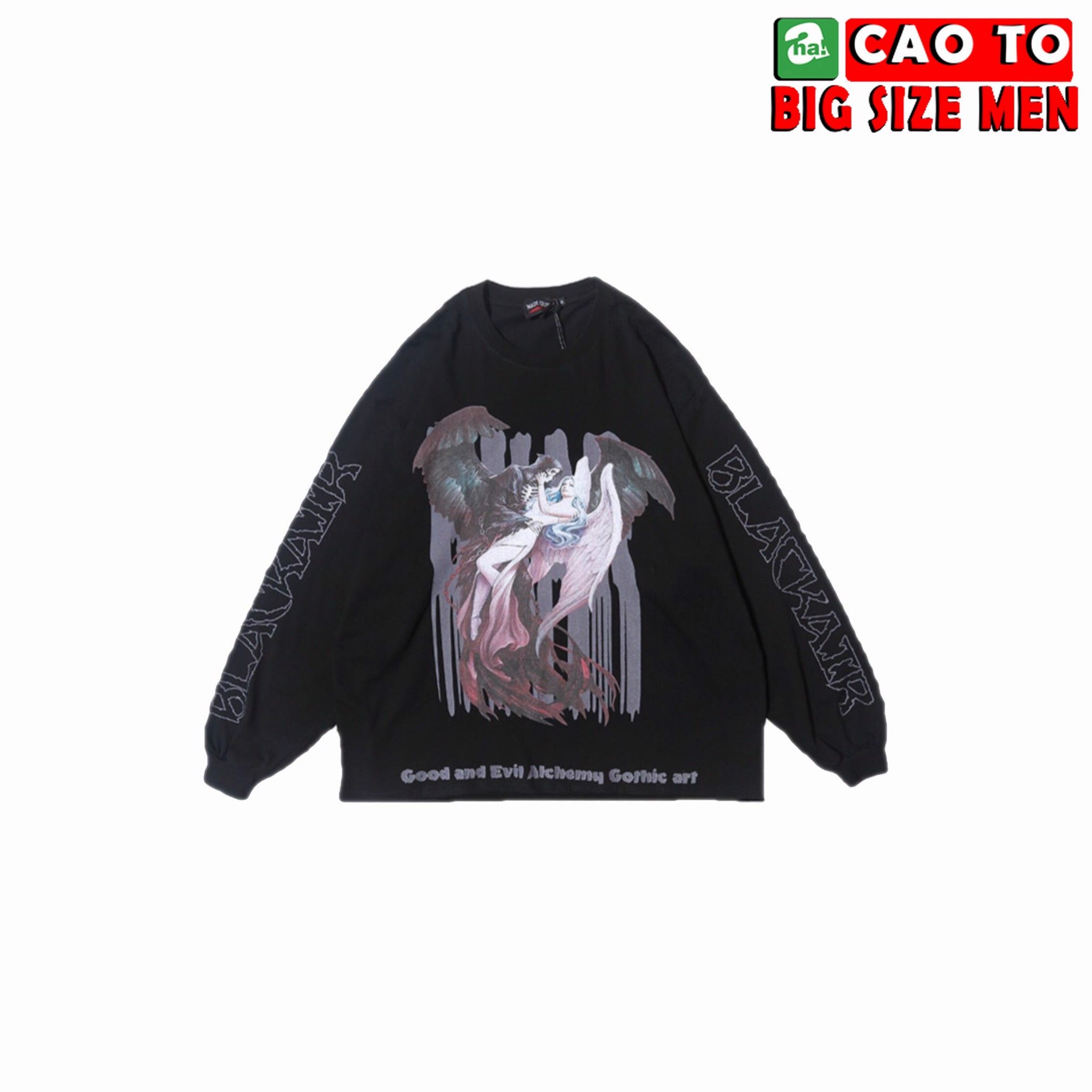 Áo Thun Tay Dài Đen Cool Cực Ngầu Big Size Men Chính Hãng Chất Lượng Cao