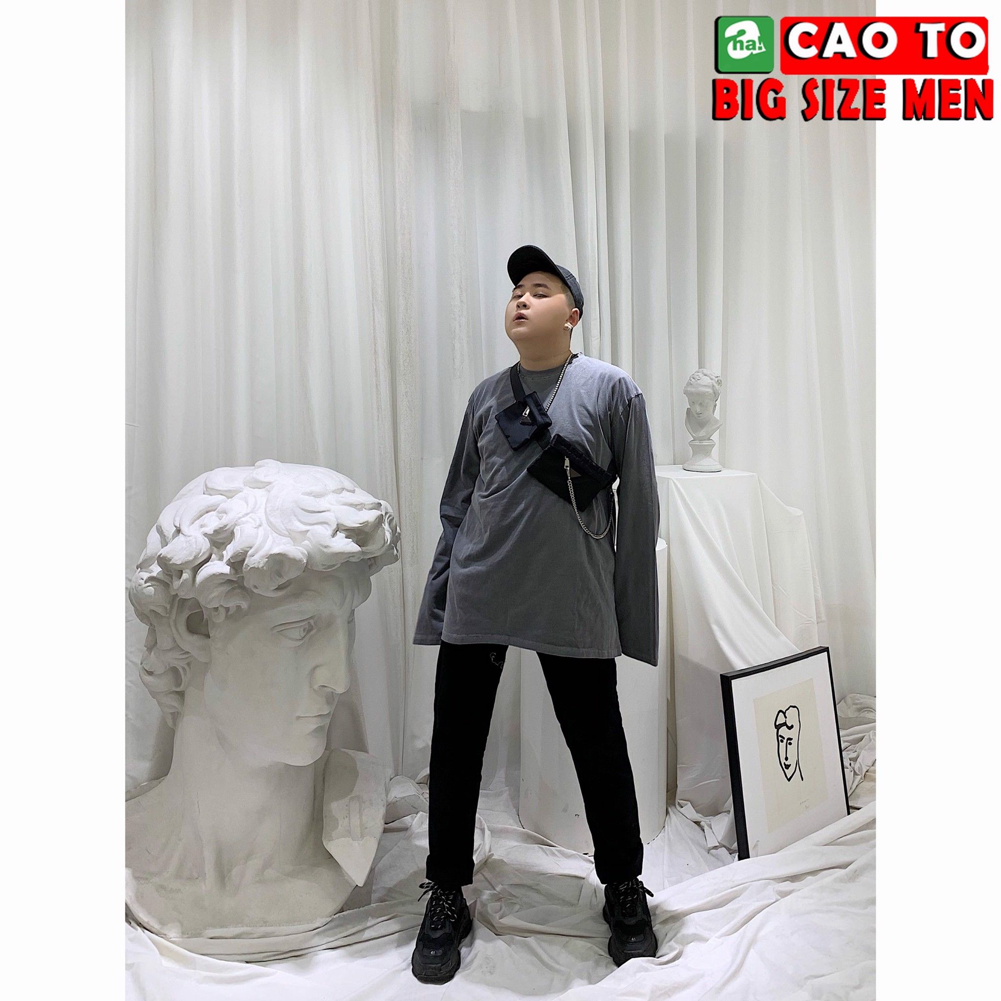 Áo Thun Tay Dài Xám Trơn Big Size Men Chính Hãng Chất Lượng Cao