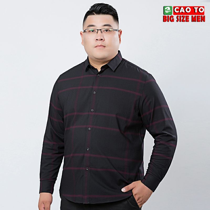 Áo Sơ Mi Caro Đen Cao Cấp Big Size 2XL 3XL 4XL 5XL 6XL 7XL