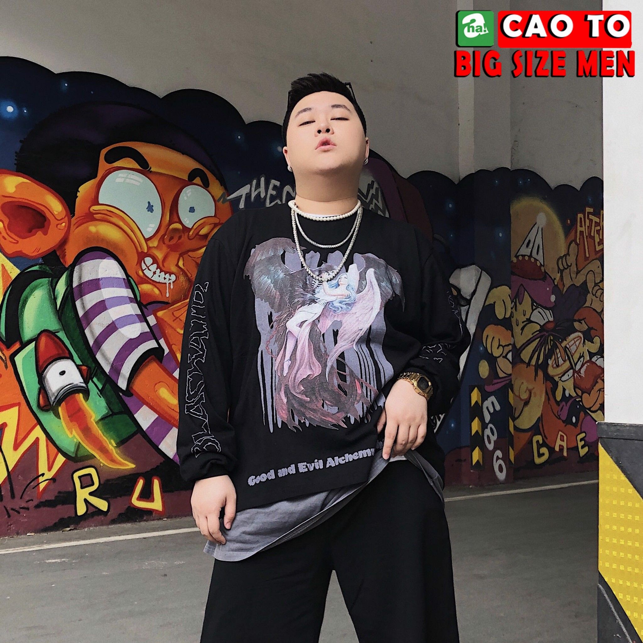 Áo Thun Tay Dài Đen Cool Cực Ngầu Big Size Men Chính Hãng Chất Lượng Cao