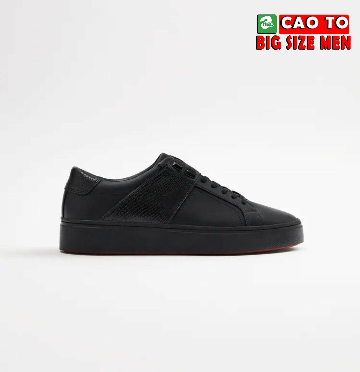 Giày Sneaker Đen ZARA EMBOSSED Da Cao Cấp Big Size 45 46 47 48