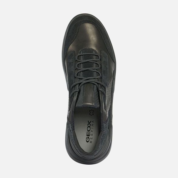 Giày Sneaker Thể Thao Geox Respira Da Mềm Màu Đen Big Size Men
