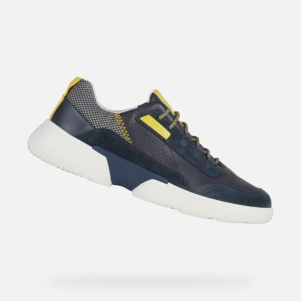 Giày Sneaker Thể Thao Geox Patent Da Mềm Màu Navy Big Size Men