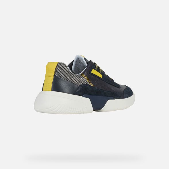 Giày Sneaker Thể Thao Geox Patent Da Mềm Màu Navy Big Size Men