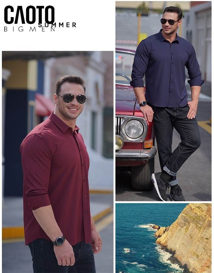 Áo Sơ Mi Tay Dài Big Size Nam Xanh Đen 2XL 3XL 4XL 5XL