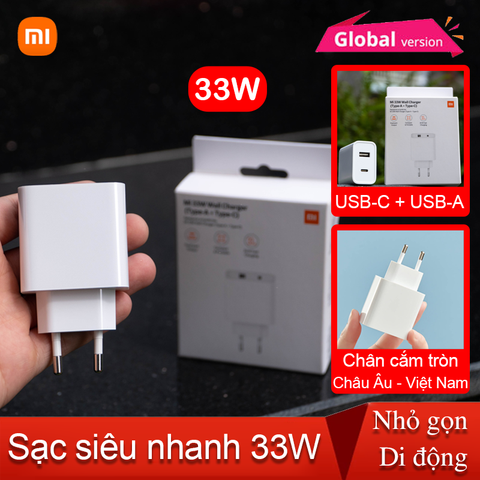  Củ sạc nhanh Mi 33W Wall Charger 1A1C AD332EU quốc tế chân tròn 