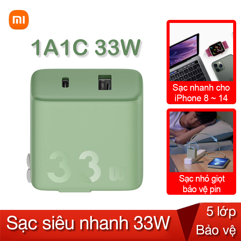 Củ sạc nhanh 1A1C 33W Xiaomi ZMI HA728 Matcha Green