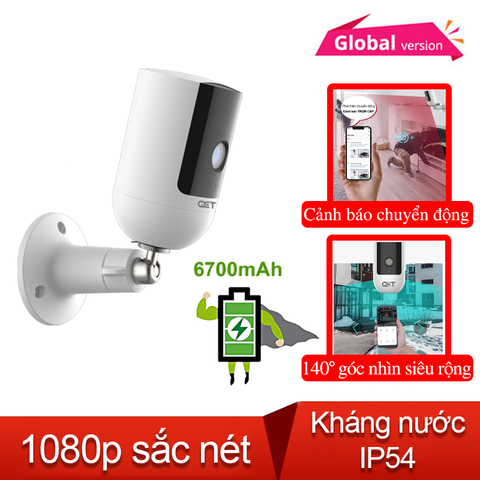  Camera ip tích điện ngoài trời QCT 1080p quốc tế 