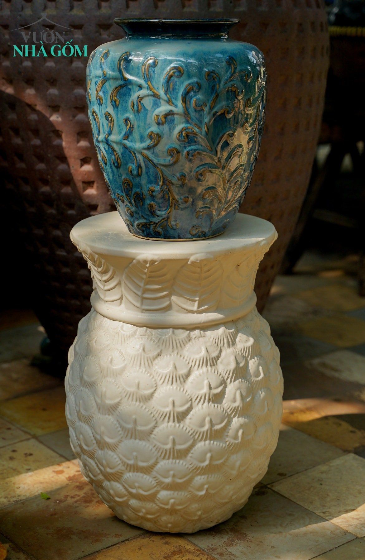 Đôn trái thơm, gốm Nam Bộ, C43x30 cm