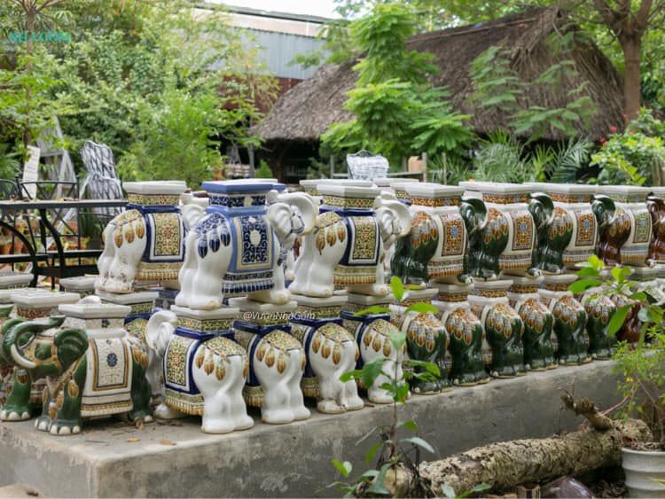 Đôn voi truyền thống, gốm Nam Bộ, gợi nhớ ký ức, nâu và nhiều màu sắc, C43 x R50cm- 0405v3l061
