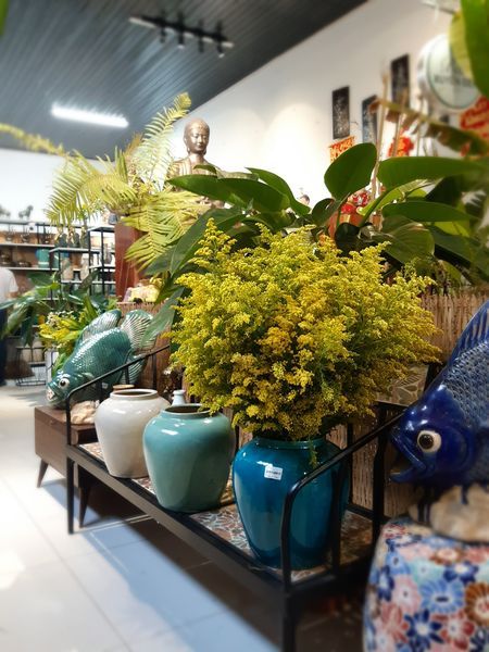 Bình bưởi ù xanh dương, trắng ngà, xanh ngọc, gốm Nam Bộ, R15xC28cm- 04040un035