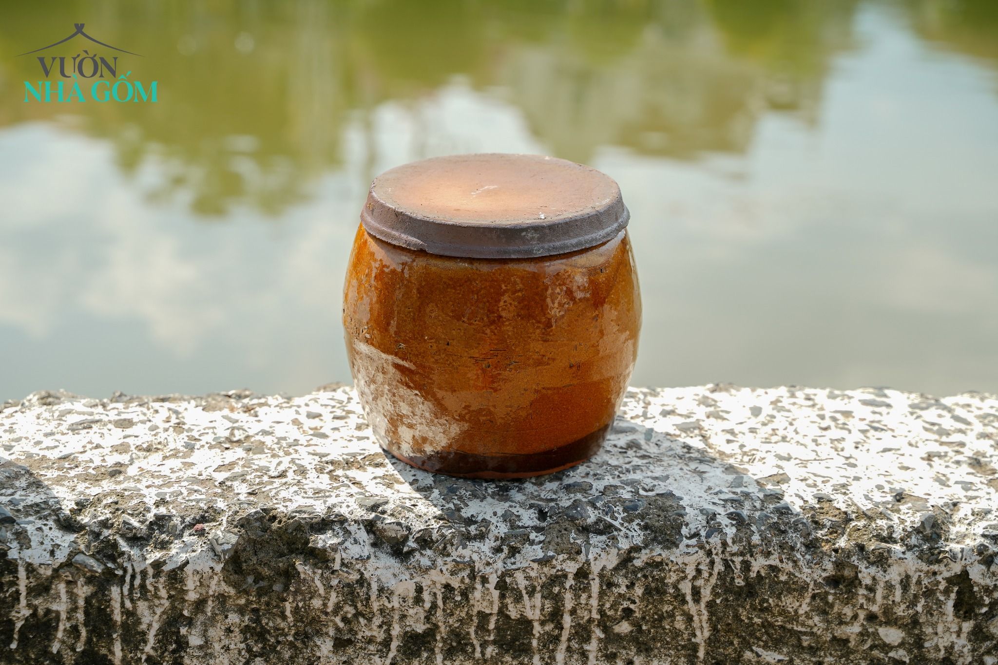 Khạp nước, size nhất, C19xR19cm, gốm Lái Thiêu Nam Bộ