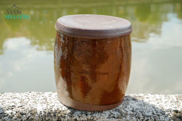  Khạp nước, size tư, C40xR37cm, gốm Lái Thiêu Nam Bộ 