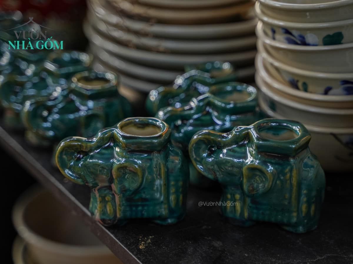 Voi đựng tăm nhỏ màu xanh lá, H5cm