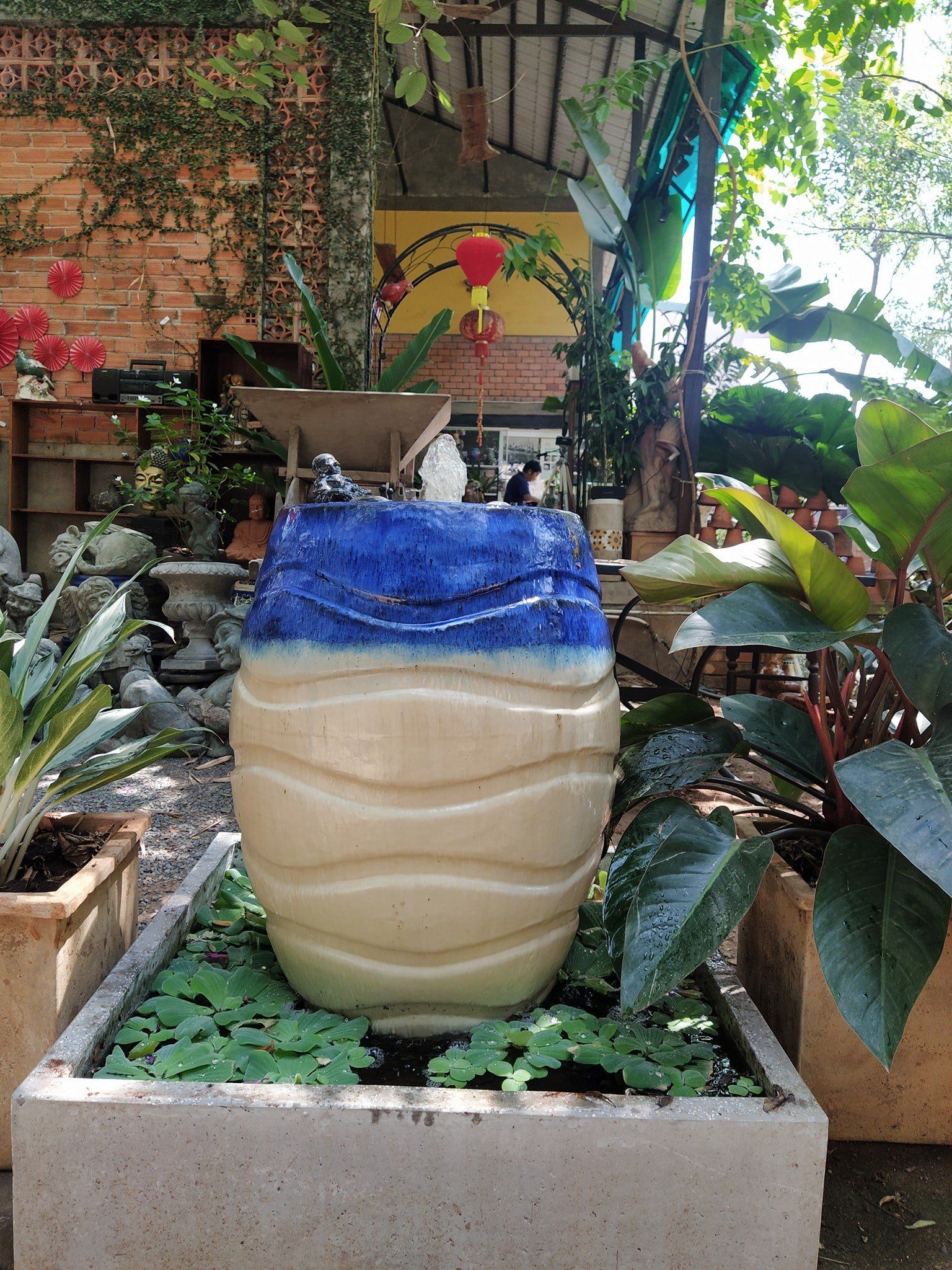 Chóe nước sóng xanh men chảy, H75cm