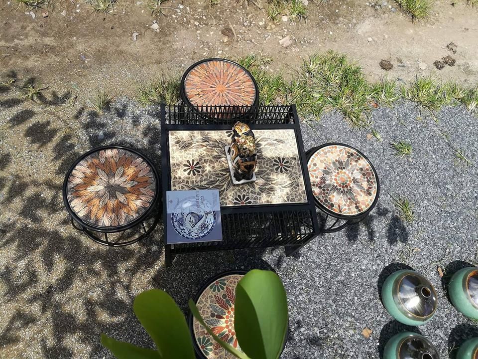 Mosaic cổ điển, bàn gốm sofa, 60 x 60cm