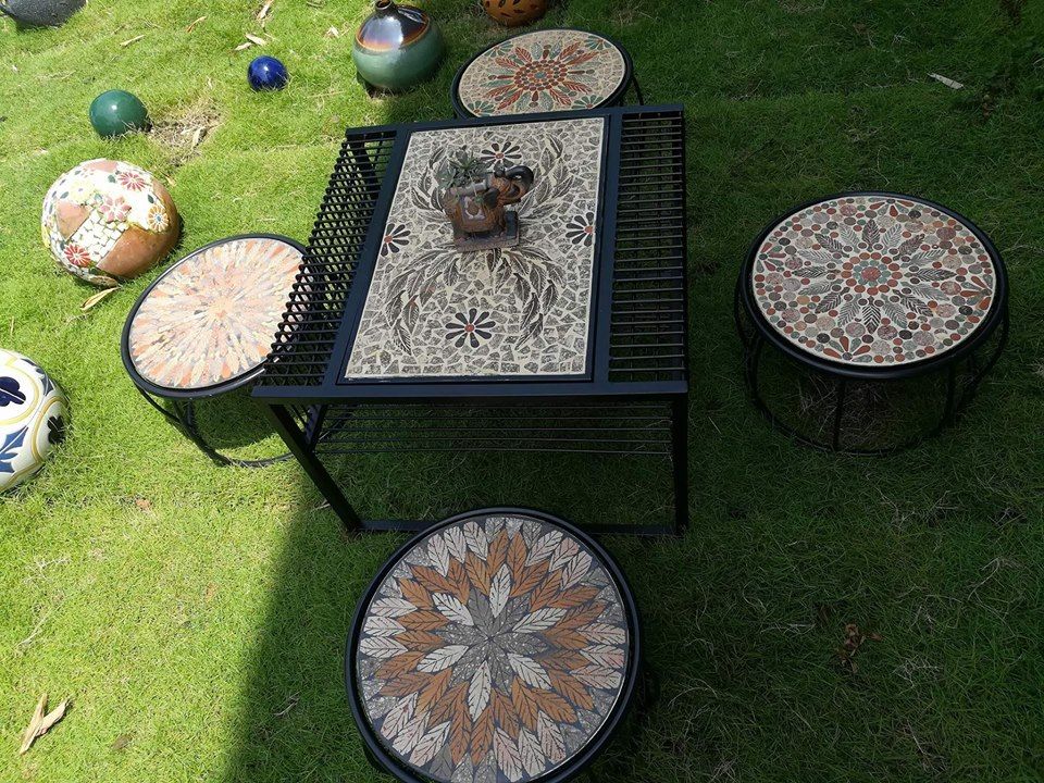Mosaic cổ điển, bàn gốm sofa, 60 x 60cm