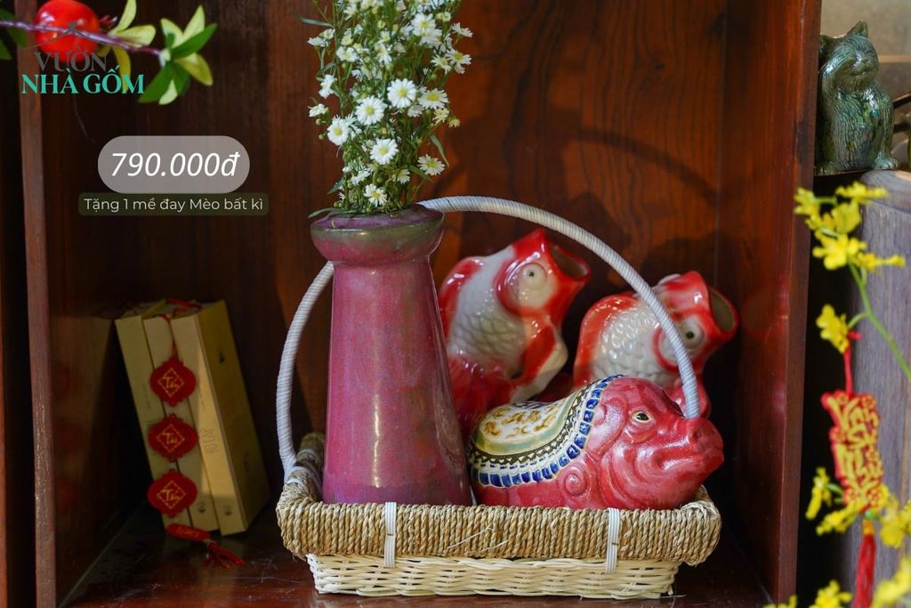 Combo sản phẩm màu đỏ, quà tặng Tết, 4 sản phẩm
