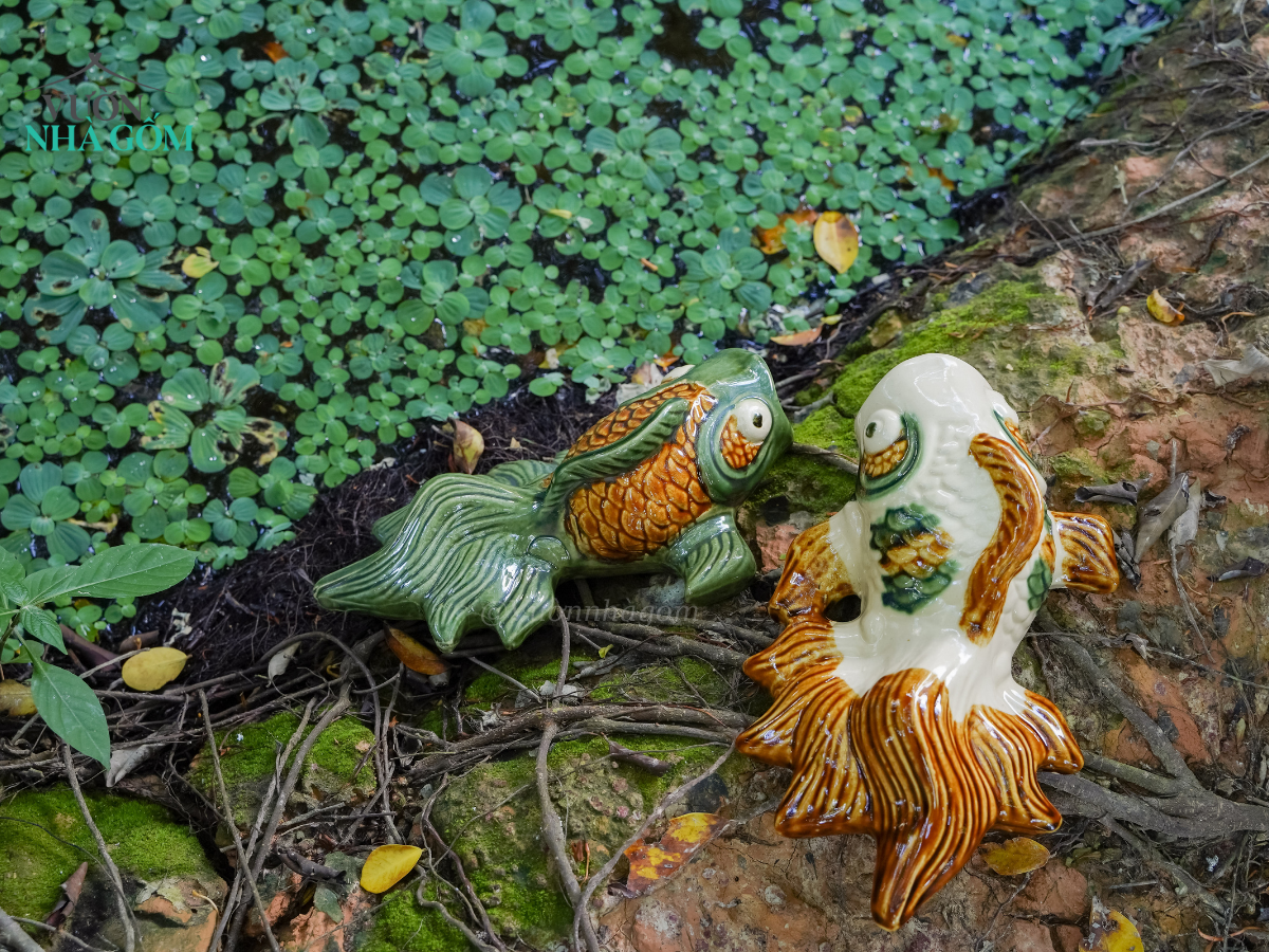 Cá, tôm gốm treo tường gốm Lái Thiêu Nam Bộ, món quà ký ức, H25cm