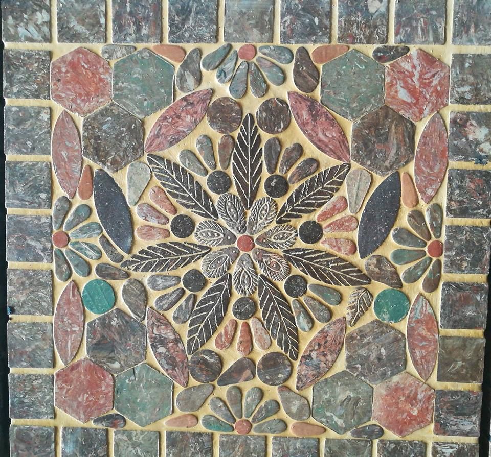 Mosaic cổ điển, mặt gạch vuông, R 40cm