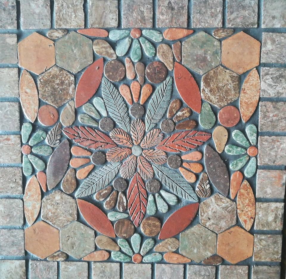 Mosaic cổ điển, mặt gạch vuông, R 40cm