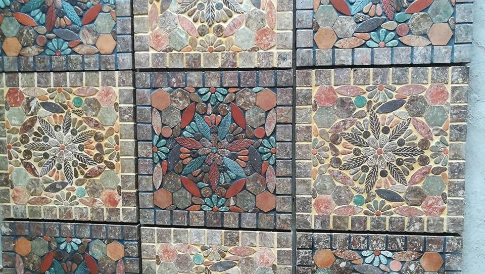 Mosaic cổ điển, mặt gạch vuông, R 40cm
